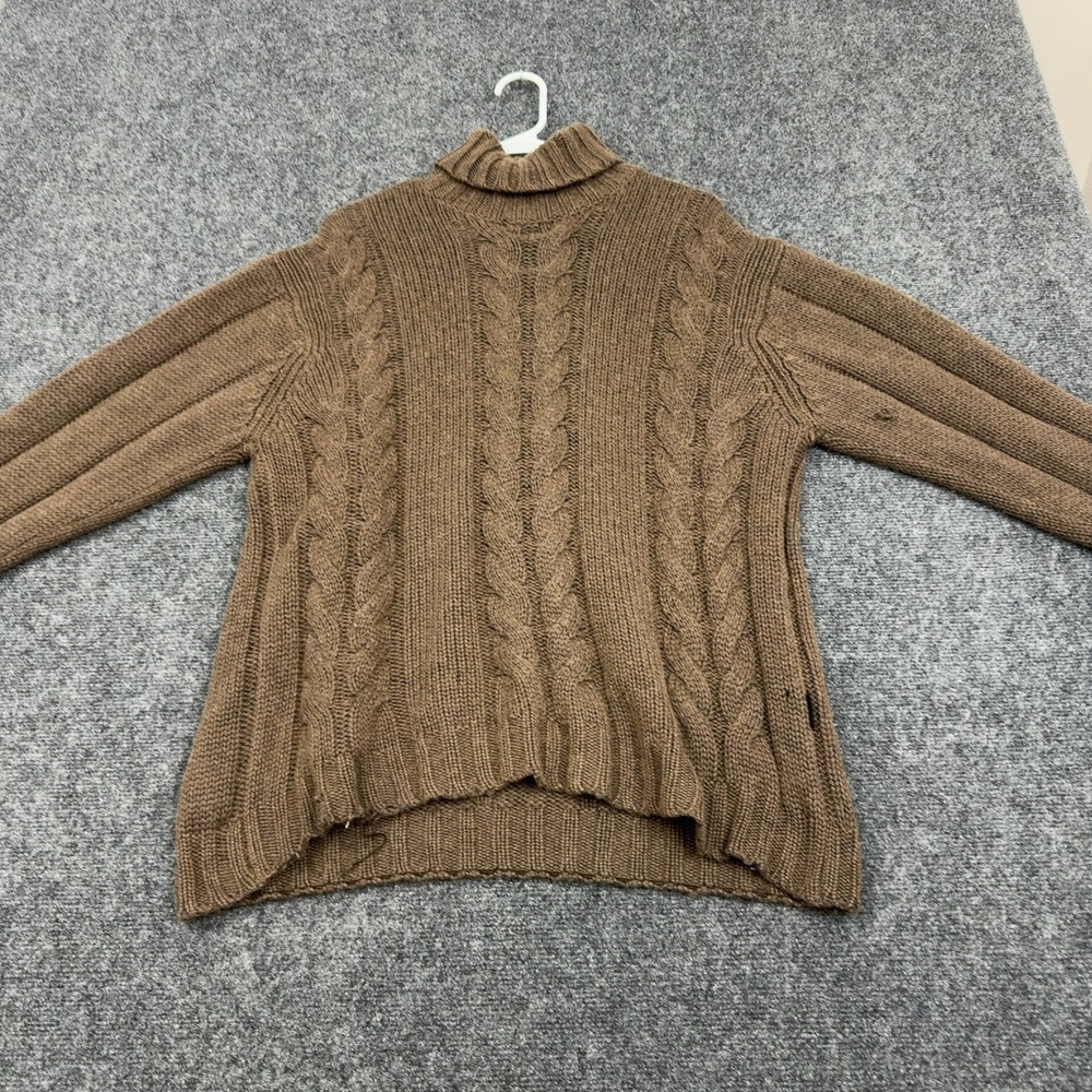 Hugo Boss Sweater Mens Brown Pure Camel Hair Cable Knit Turtleneck Luxury Style